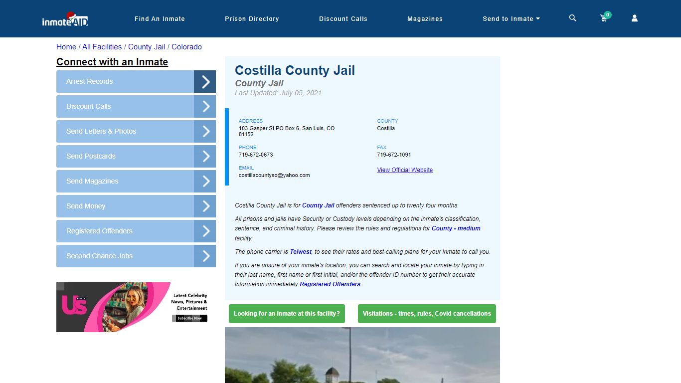 Costilla County Jail - Inmate Locator - San Luis, CO