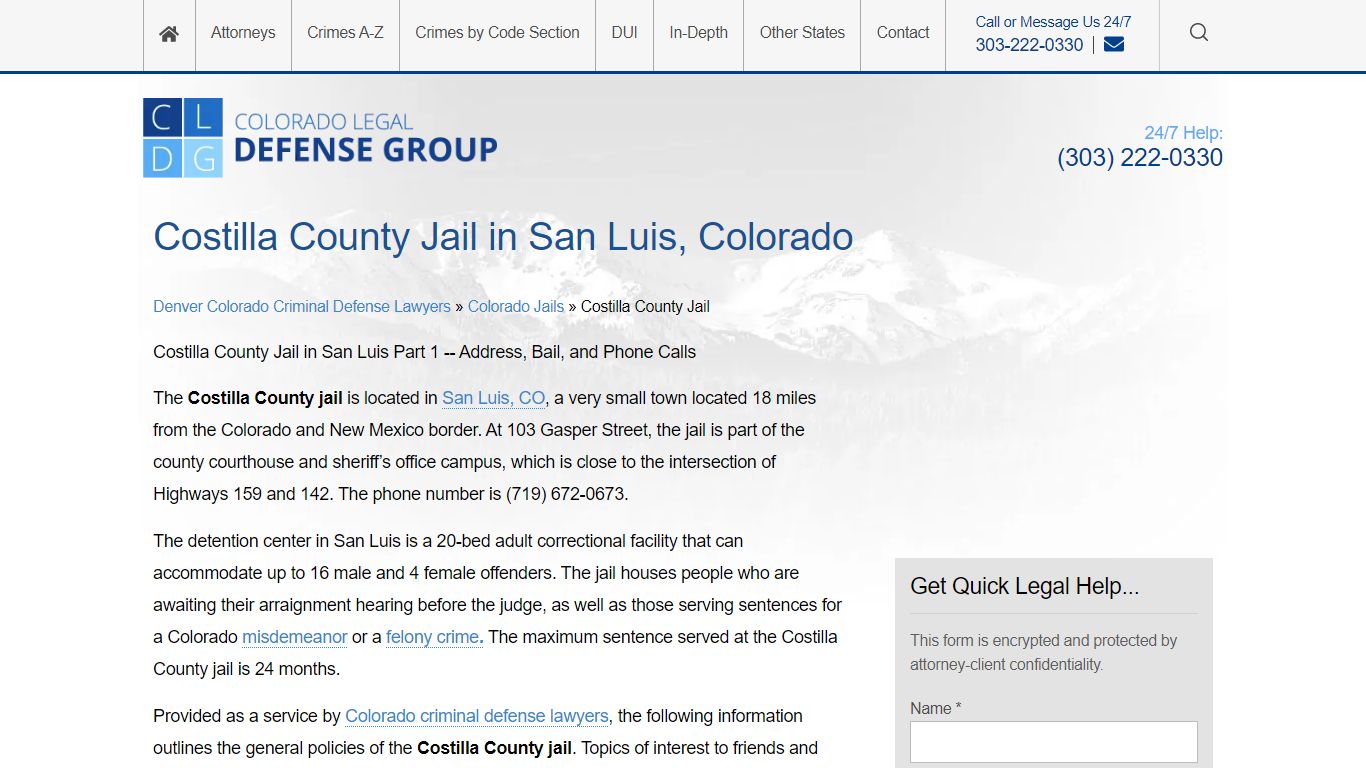 Costilla County Jail in San Luis, Colorado - Shouse Law Group