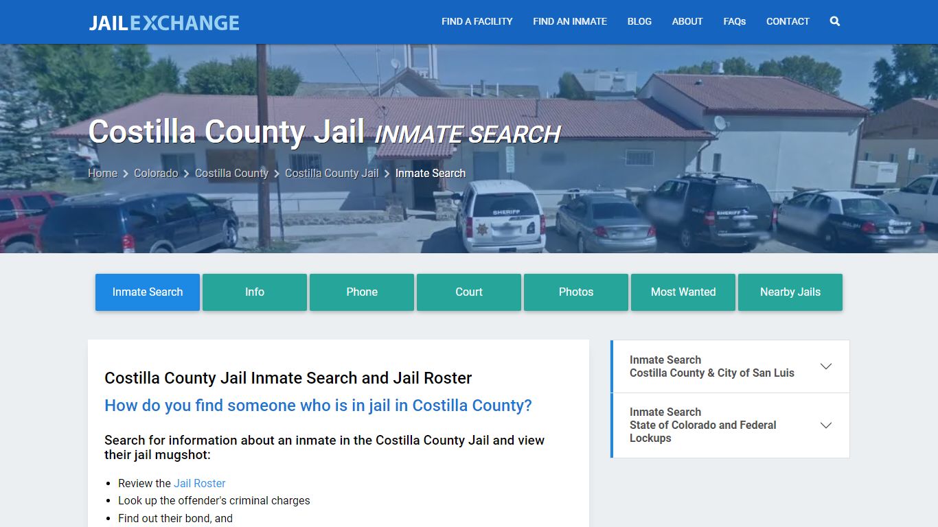 Inmate Search: Roster & Mugshots - Costilla County Jail, CO