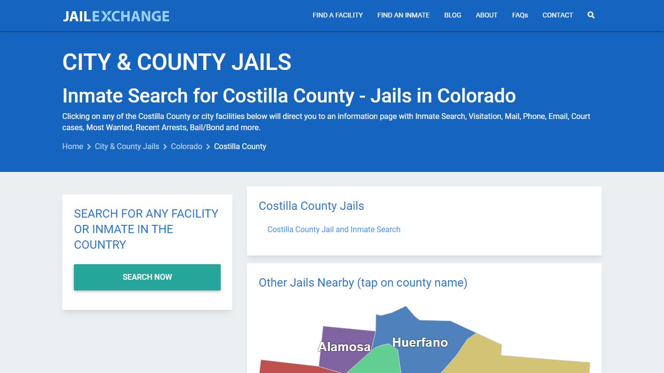 Inmate Search for Costilla County | Jails in Colorado - Jail Exchange